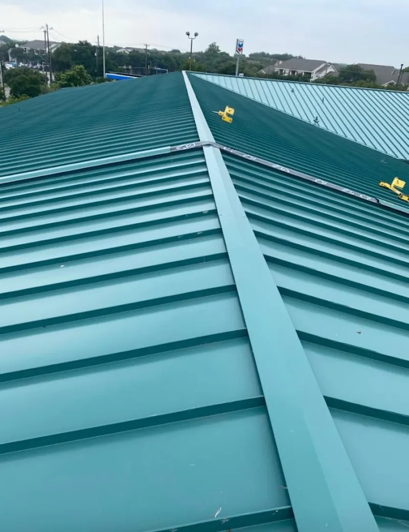 Green commercial metal roof ridge and valley for Metal Roof Repair in Sausalito